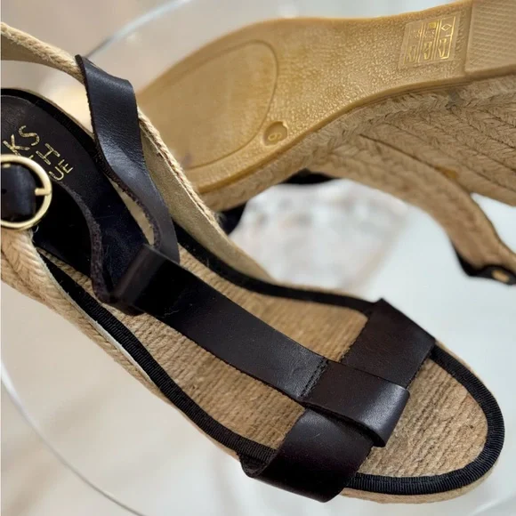 Saks Fifth Avenue Black and Tan Espadrille Sandals - Picture 2 of 6